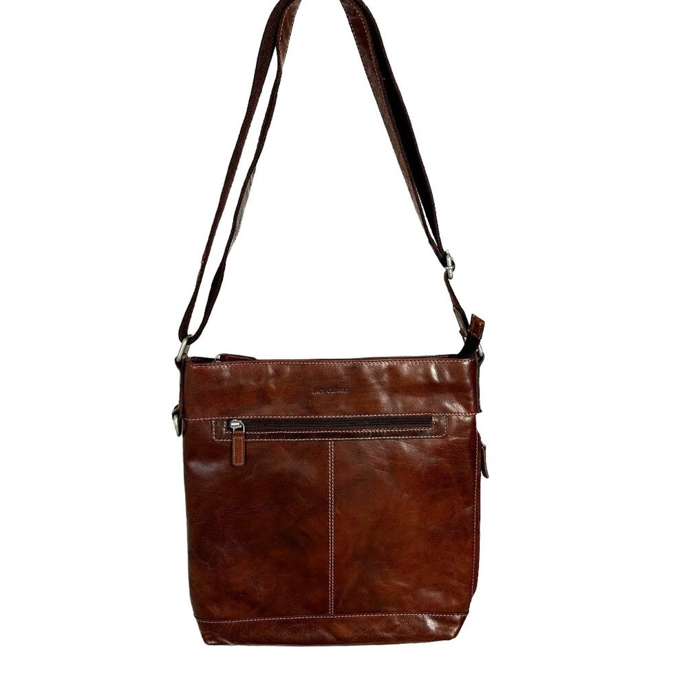 Jack Georges Brown Voyager Crossbody Bag Buffalo Leather Unisex
